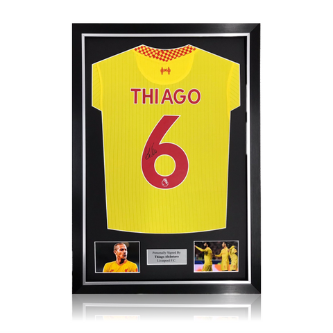Thiago Alcantara hand signed Liverpool 2021/22 3rd Shirt in Deluxe Classic Frame