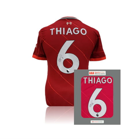 Thiago Alcantara hand signed Liverpool 2021/22 'MATCH' Home Shirt in AAA Gift Box