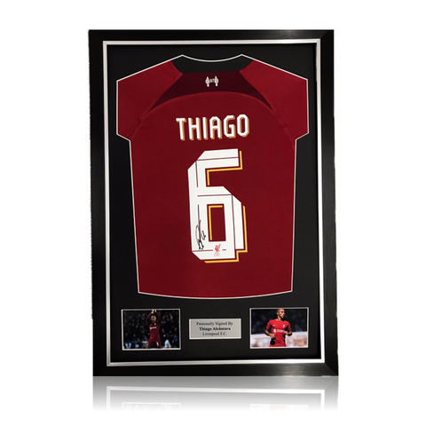 Thiago Alcantara hand signed Liverpool 2022/23 Home Shirt in Deluxe Classic Frame