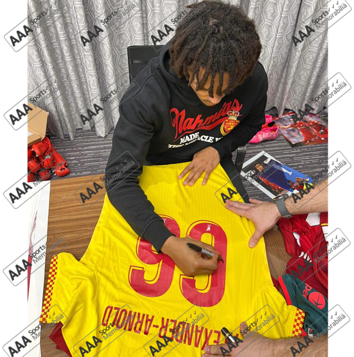 Trent Alexander-Arnold Hand Signed Liverpool 2021-22 3rd Shirt in Deluxe Classic Frame