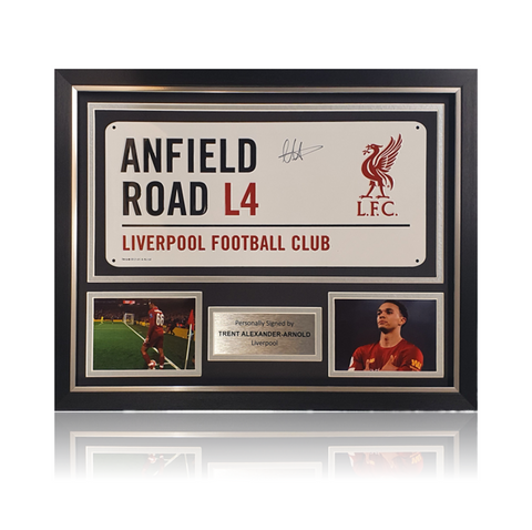 Trent Alexander-Arnold Hand Signed Anfield Road Sign In Deluxe Classic Frame