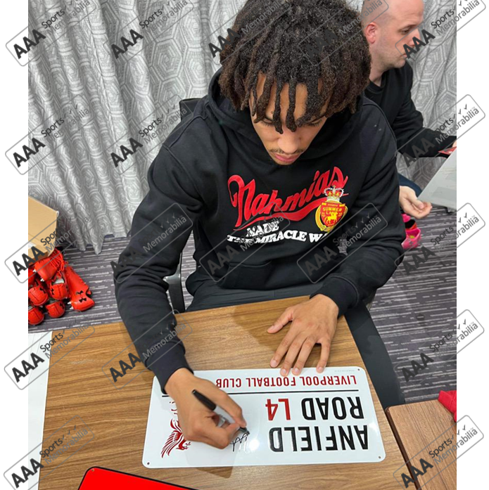 Trent Alexander-Arnold Hand Signed Anfield Road Sign In Deluxe Classic Frame