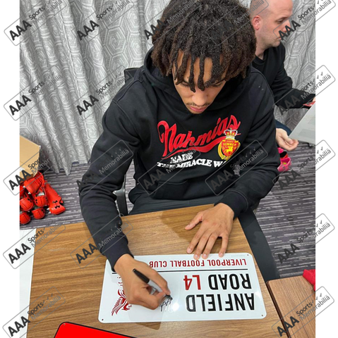 Trent Alexander-Arnold Hand Signed Anfield Road Sign In Deluxe Classic Frame