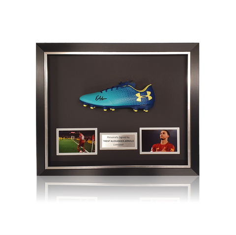 Trent Alexander-Arnold Hand Signed BLUE Football Boot In Classic Dome Frame
