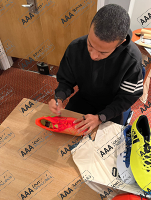 Thiago Alcantara hand signed ORANGE Adidas Football Boot