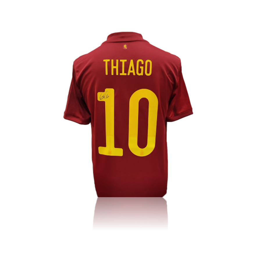 Thiago Alcantara hand signed Spain Home Shirt in Deluxe Classic Frame