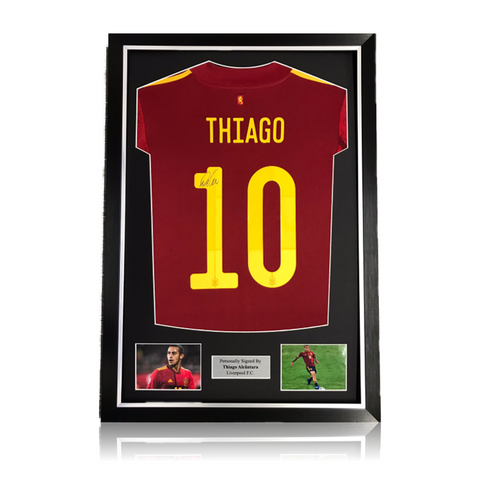 Thiago Alcantara hand signed Spain Home Shirt in Deluxe Classic Frame
