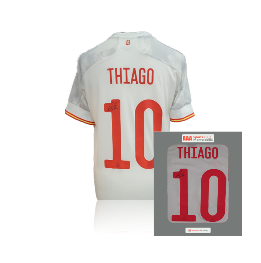 Thiago Alcantara hand signed Spain Away Shirt in AAA Gift Box
