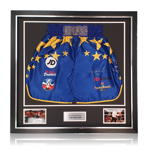 Tony Bellew HAND Signed ‘HAYE FIGHT’ Replica Boxing Shorts In Deluxe Classic Frame