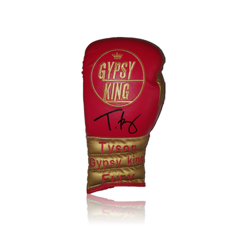 Tyson Fury Signed ‘Gypsy King’ Red/Gold Boxing Glove