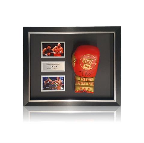 Tyson Fury Signed ‘Gypsy King’ Red/Gold Boxing Glove in Deluxe Classic Dome Frame