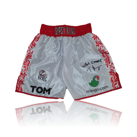 Tyson Fury HAND Signed ‘Gypsy King’ WHYTE Fight Replica Boxing Shorts